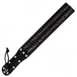 Black Leather Slapper With Exotic Must Inlay Black Leather Slapper With Exotic Must Inlay