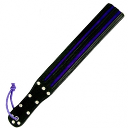 Black Leather Slapper With Purple Inlay Black Leather Slapper With Purple Inlay