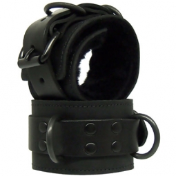 Leather Bondage Cuffs With Fleece Lining Leather Bondage Cuffs With Fleece Lining