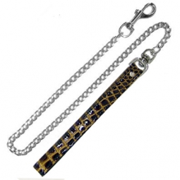 Chain Leash With Mustard Leather Loop Chain Leash With Mustard Leather Loop