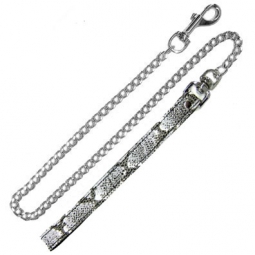 Chain Leash With Snake Print Leather Loop Chain Leash With Snake Print Leather Loop