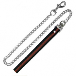 Chain Leash With Black/Red Leather Loop Chain Leash With Black/Red Leather Loop