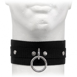 Black Webbing Bondage Collar With Halter Ring Black Webbing Bondage Collar With Halter Ring