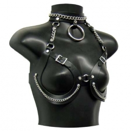 Cupless Leather And Chain Bra Cupless Leather And Chain Bra