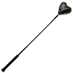 Riding Crop - Black Heart With Pink Piping Riding Crop - Black Heart With Pink Piping