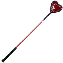 Riding Crop - Shiny Red Heart With Blk Piping Riding Crop - Shiny Red Heart With Blk Piping
