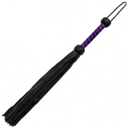 Soft Cow Hide Flogger - Purple/Black Handle Soft Cow Hide Flogger - Purple/Black Handle