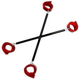 X Spreader With Red Leather And Fleece Cuffs X Spreader With Red Leather And Fleece Cuffs