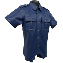 Men's Blue Leather Shirt Men's Blue Leather Shirt