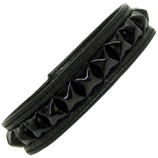 Leather Armband With Black Pyramid Studs Leather Armband With Black Pyramid Studs