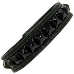 Leather Armband With Black Pyramid Studs Leather Armband With Black Pyramid Studs