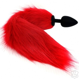 Fox Tail Butt Plug In Red - Silicone Fox Tail Butt Plug In Red - Silicone