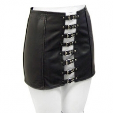 Black Leather Mini Skirt With Front Buckles Black Leather Mini Skirt With Front Buckles