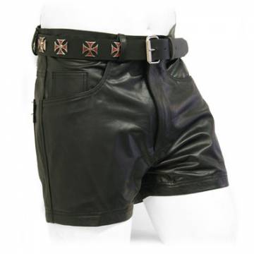 Black Leather Unisex Shorts