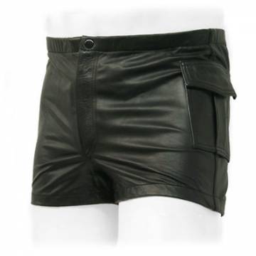Black Leather Men's Hot Pants - Shorts