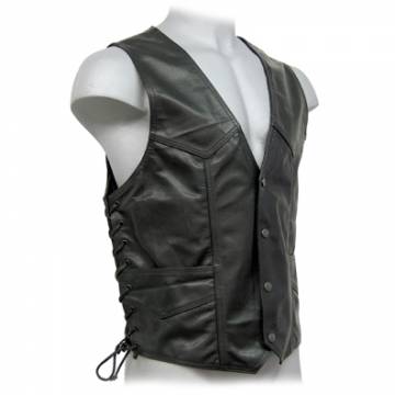 Black Leather Side Lace Vest