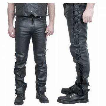 Black Leather Side Lace Pant