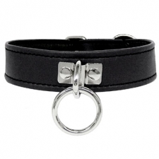 Collar In Black Leather With Halter Ring Collar In Black Leather With Halter Ring