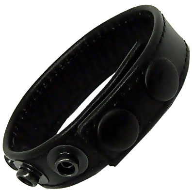 Black Leather Cock Ring With Black Snaps