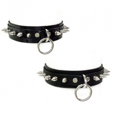 Leather Collar With Ring And Spikes Leather Collar With Ring And Spikes