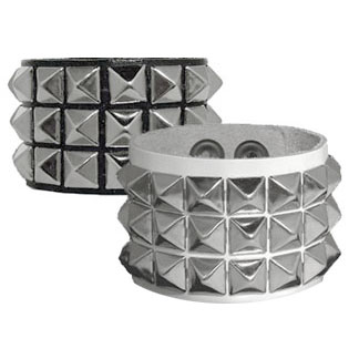 Three Row Pyramid Studded Wristband