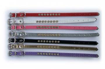 Leather Wristband With Rhinestones