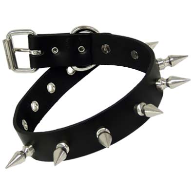Black Leather Collar With Large Spikes
