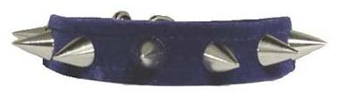 Blue Velvet Collar With Cone Spikes