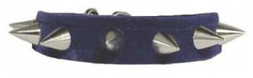 Blue Velvet Collar With Cone Spikes