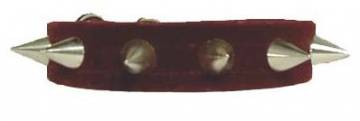 Burgundy Velvet Collar With Cone Spikes