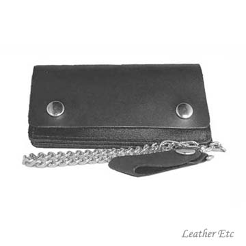 Black Leather Biker Chain Wallet