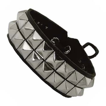 Leather Armband With Pyramid Studs