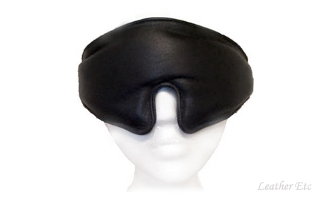 Black Leather Padded Bondage Blindfold