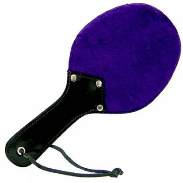 Shiny Black Leather/Purple Fleece Paddle