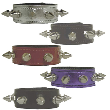 Leather Wristband With Medium Spikes