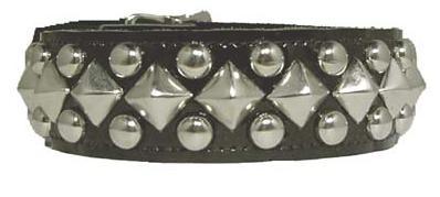 Black Patent Collar With Pyramid And Round Studs