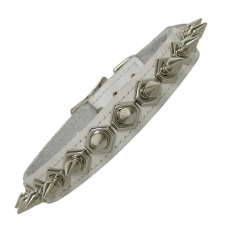 White Leather Hexagon Spike Collar White Leather Hexagon Spike Collar