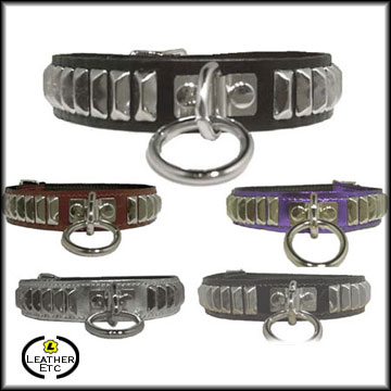 Leather Collar With Long Spot Studs