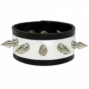 Spikes And Metal Plate Wristband
