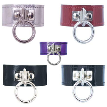 Plain Leather Wristband With Ring