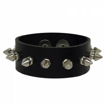 Leather Wristband With Tiny Spikes