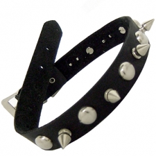 Black Leather Spike And Round Stud Collar Black Leather Spike And Round Stud Collar