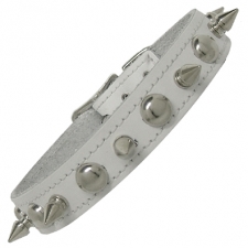 White Collar With Round Studs And Spikes White Collar With Round Studs And Spikes