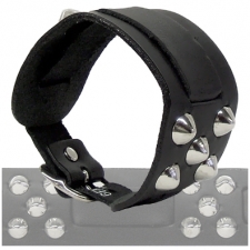 Black Leather Watchband With Cone Studs Black Leather Watchband With Cone Studs