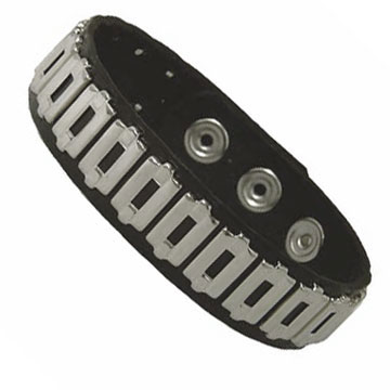 Leather Armband with Chain Studs