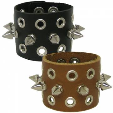 Wrist band With Spikes And Eyelets