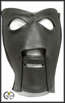 Black Leather Bondage Hood