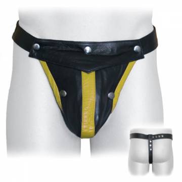 Black Leather Cod Jock With Stripe