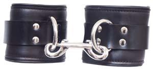 Black Leather Ankle Restraints with Piping