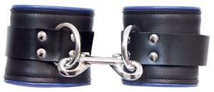 Black Leather Ankle Restraints with Piping